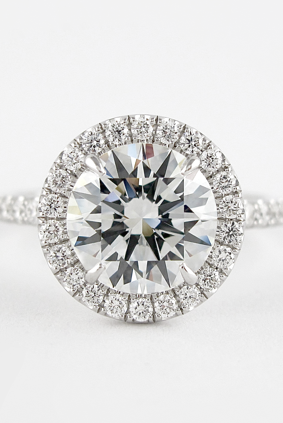 1.0CT Round Pave Moissanite Diamond Halo Engagement Ring In Solid Gold