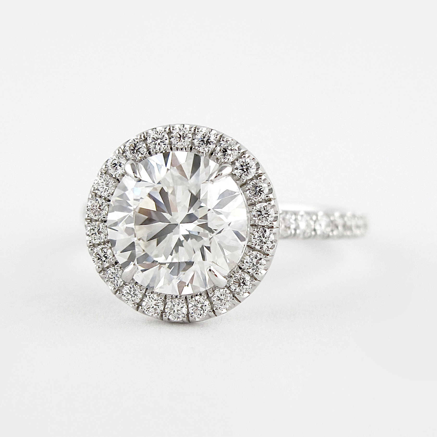 1.0CT Round Pave Moissanite Diamond Halo Engagement Ring In Solid Gold