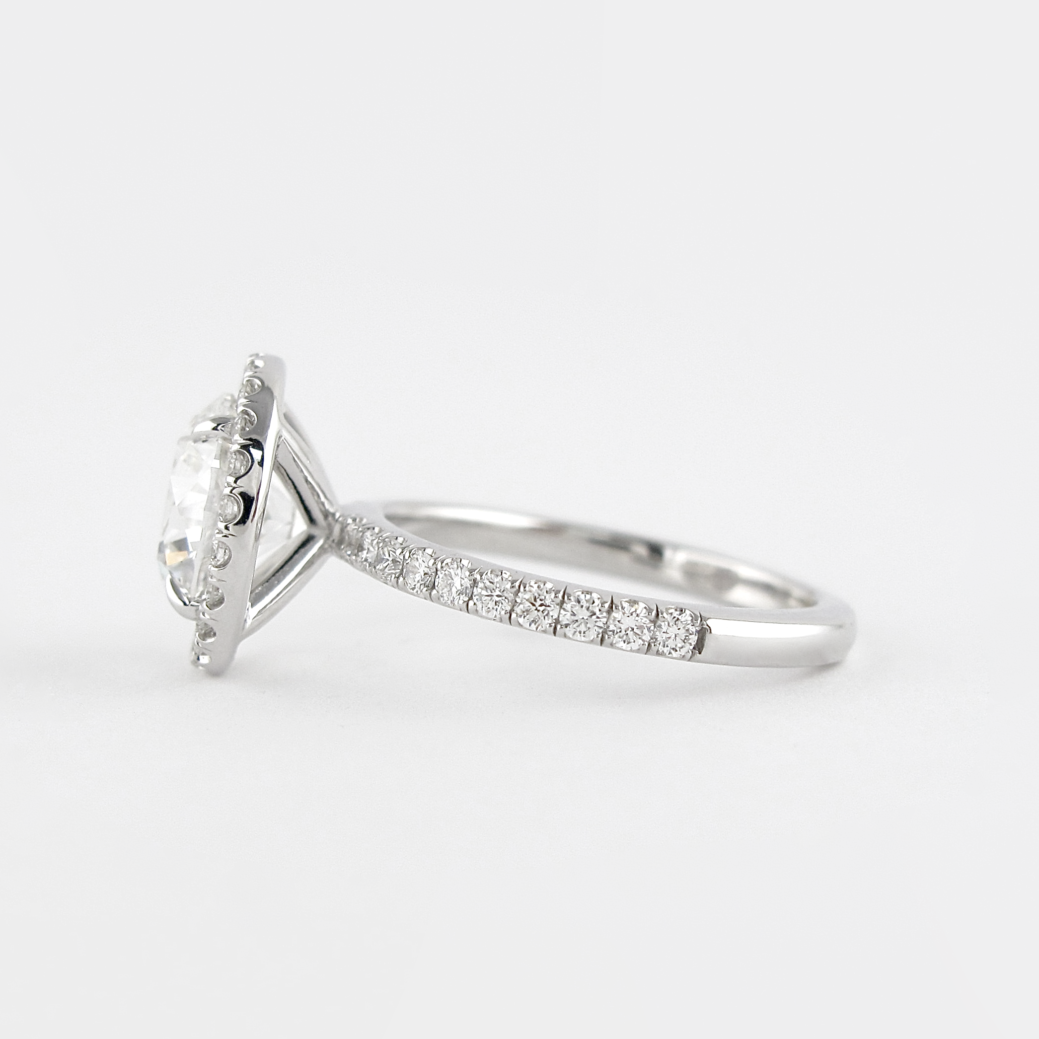 1.0CT Round Pave Moissanite Diamond Halo Engagement Ring In Solid Gold