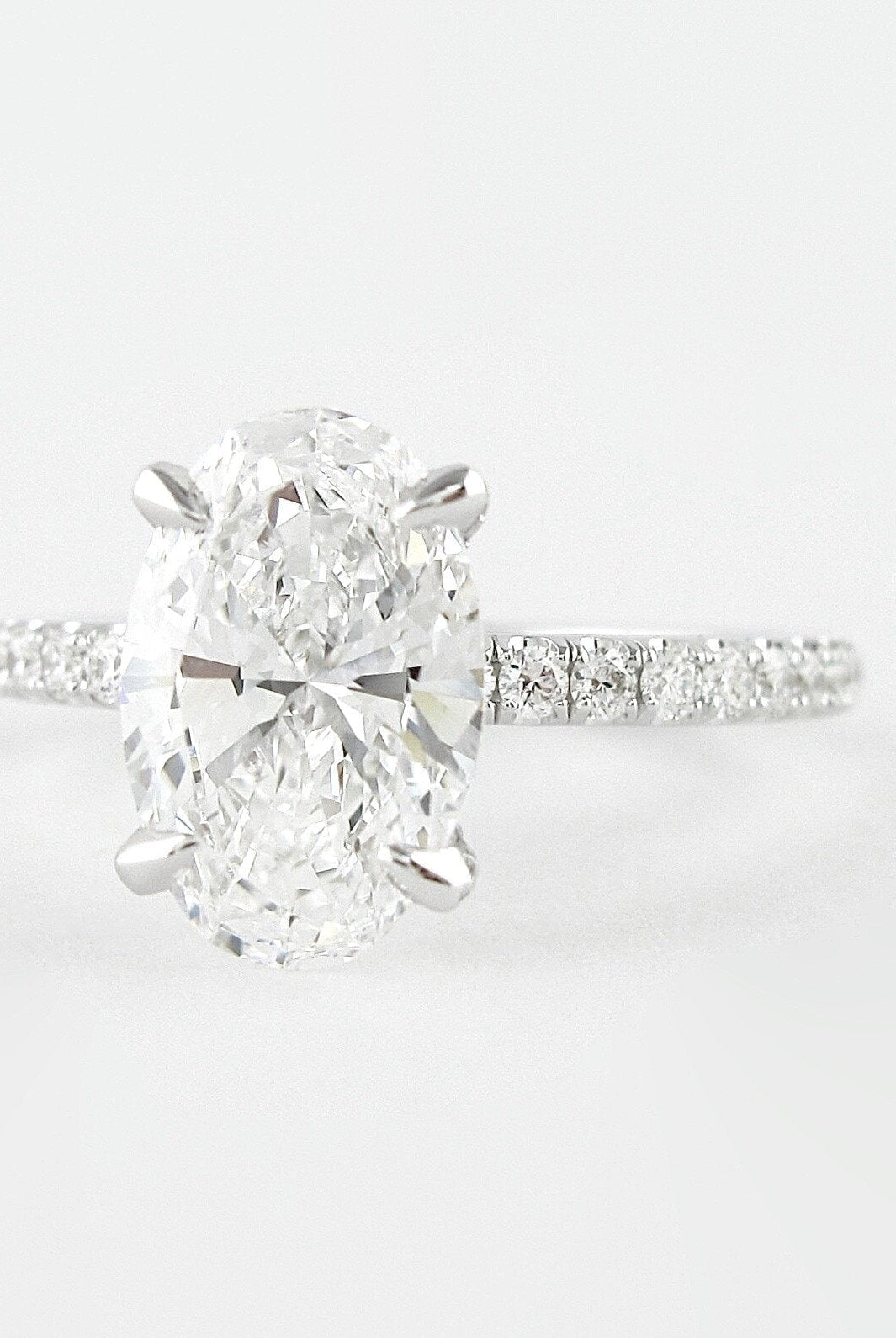 1.33CT Oval Four Prongs Moissanite Diamond Pave Engagement Ring For Women