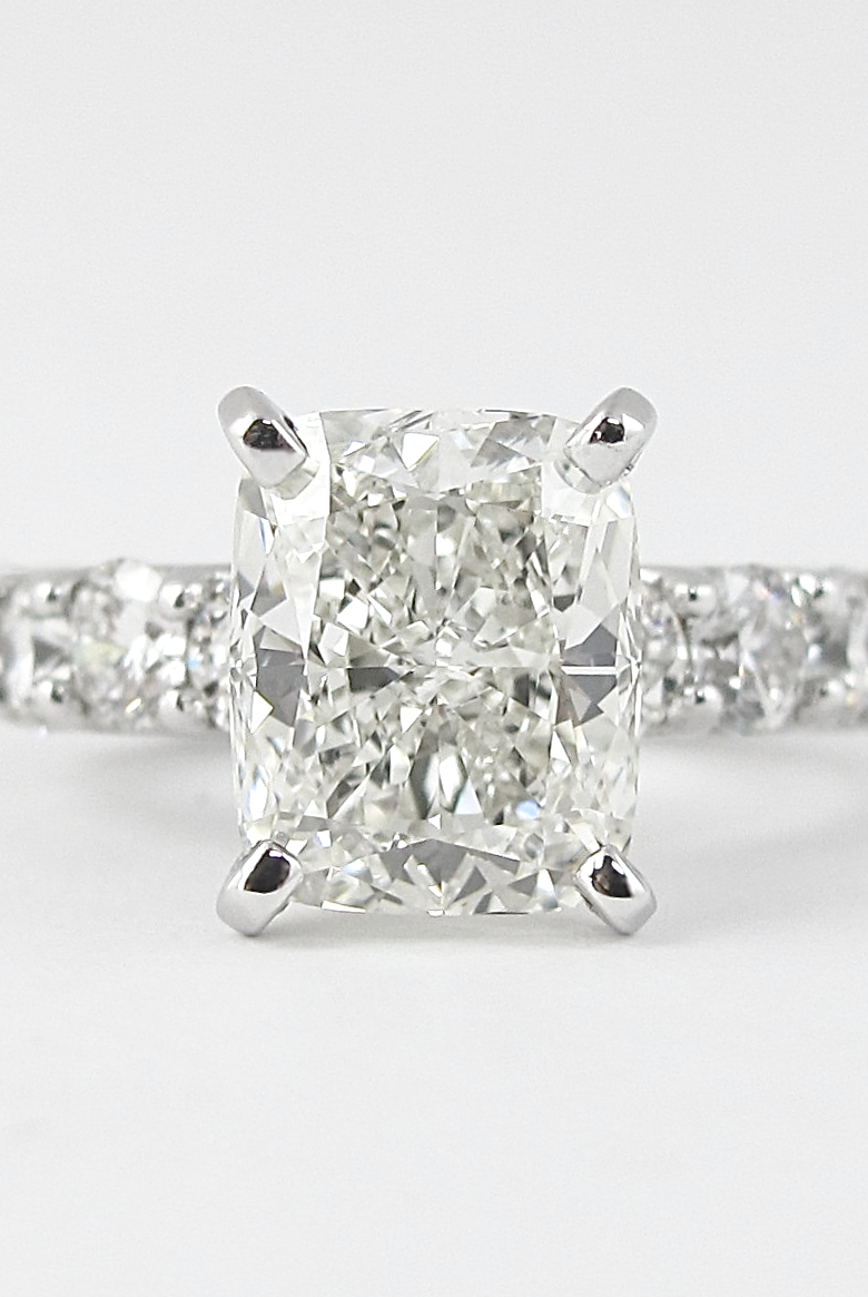 1.50CT Elongated Cushion Moissanite Diamond Pave Engagement Ring For Women