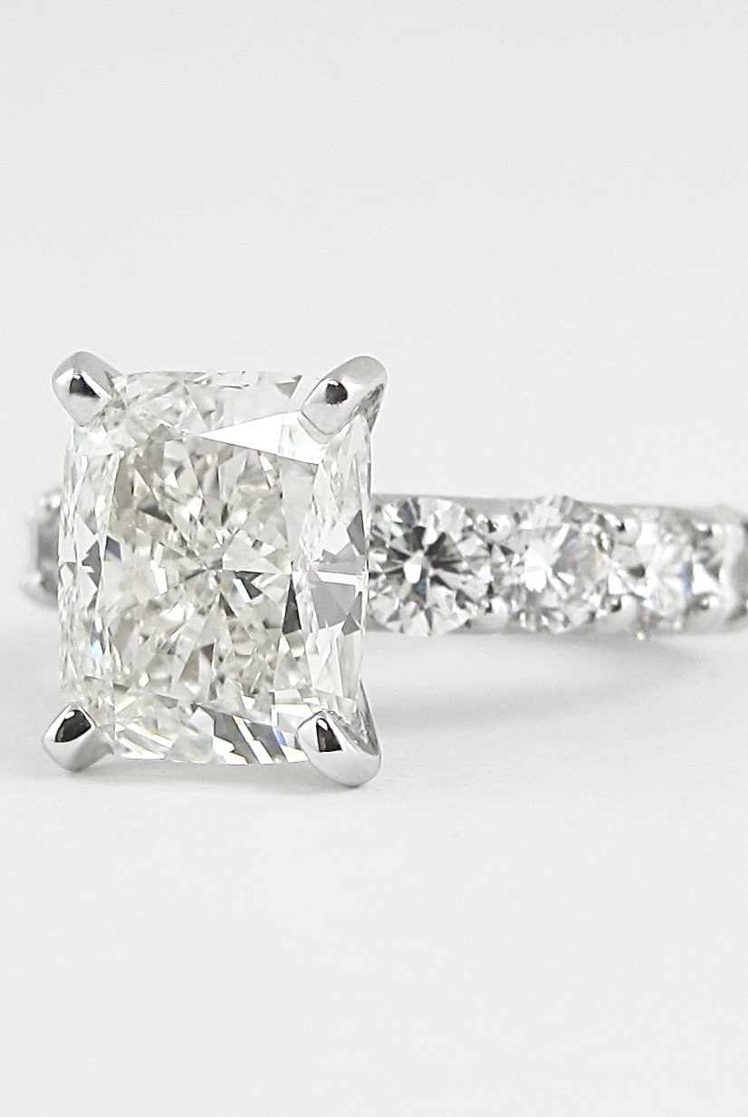 1.50CT Elongated Cushion Moissanite Diamond Pave Engagement Ring For Women