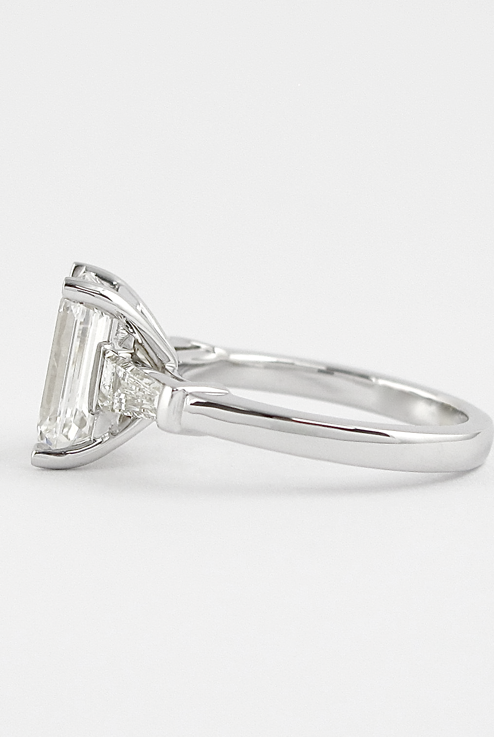 2.30CT Emerald Cut Three Stone Moissanite Diamond Engagement Ring In 14K White Gold
