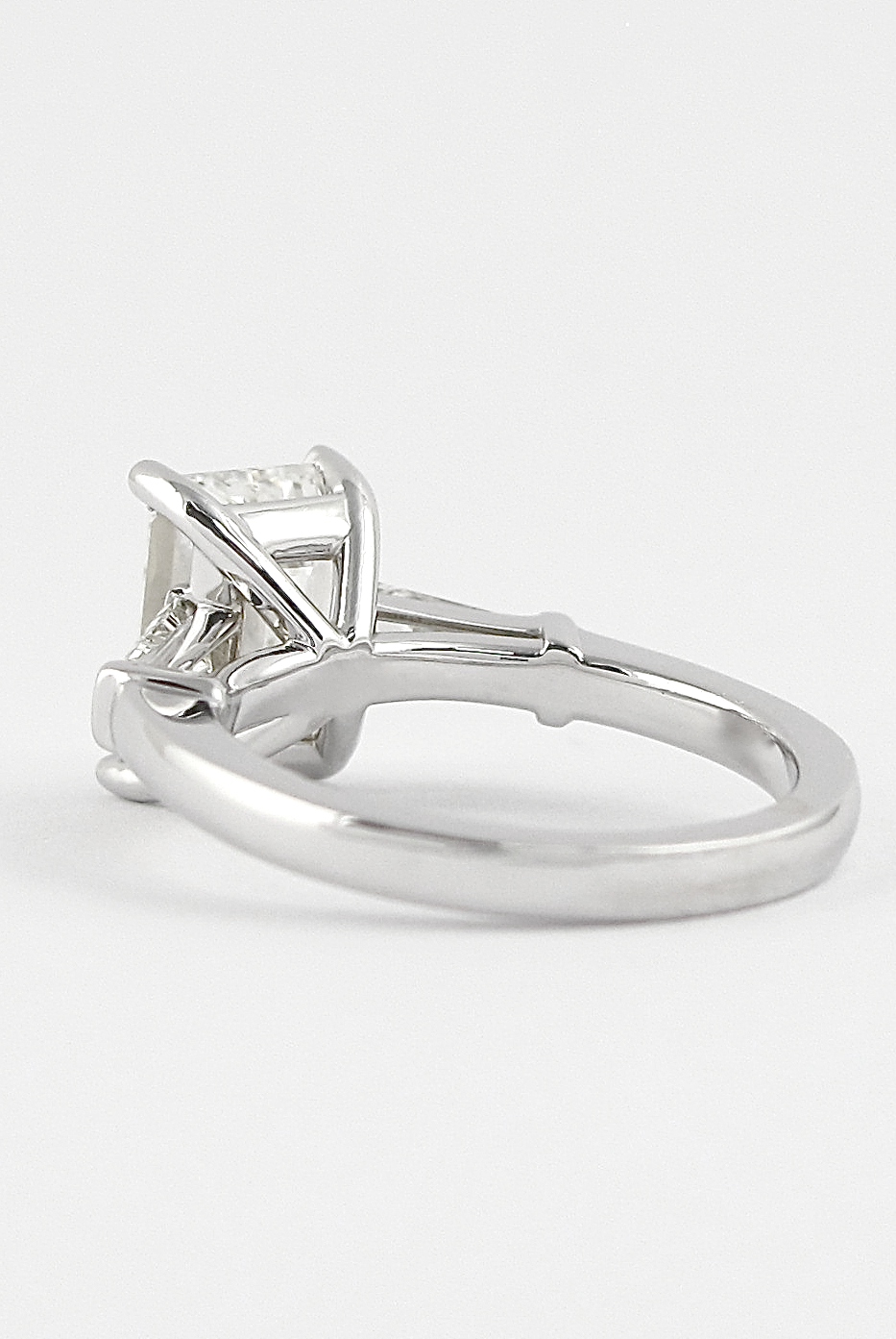 2.30CT Emerald Cut Three Stone Moissanite Diamond Engagement Ring In 14K White Gold