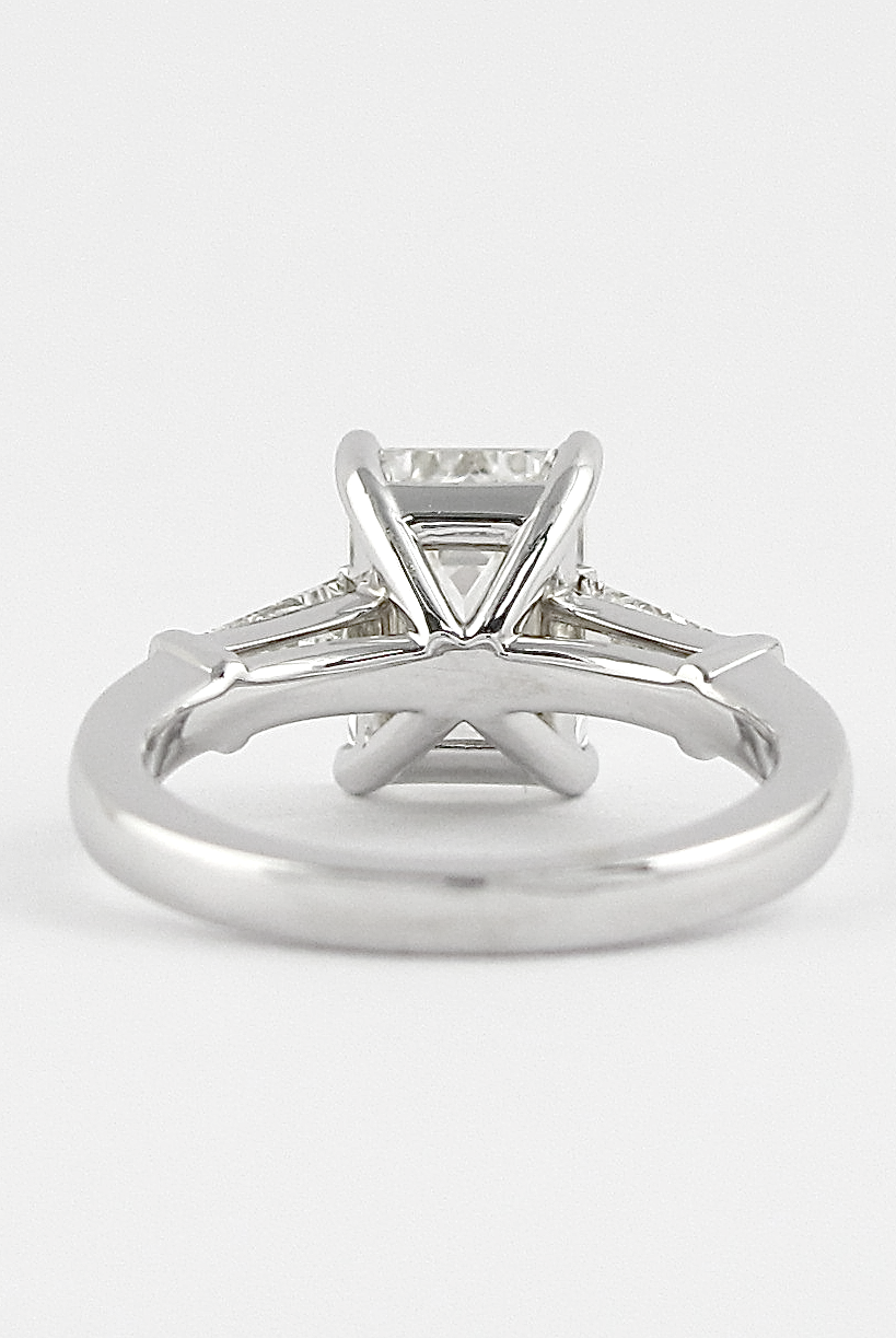 2.30CT Emerald Cut Three Stone Moissanite Diamond Engagement Ring In 14K White Gold