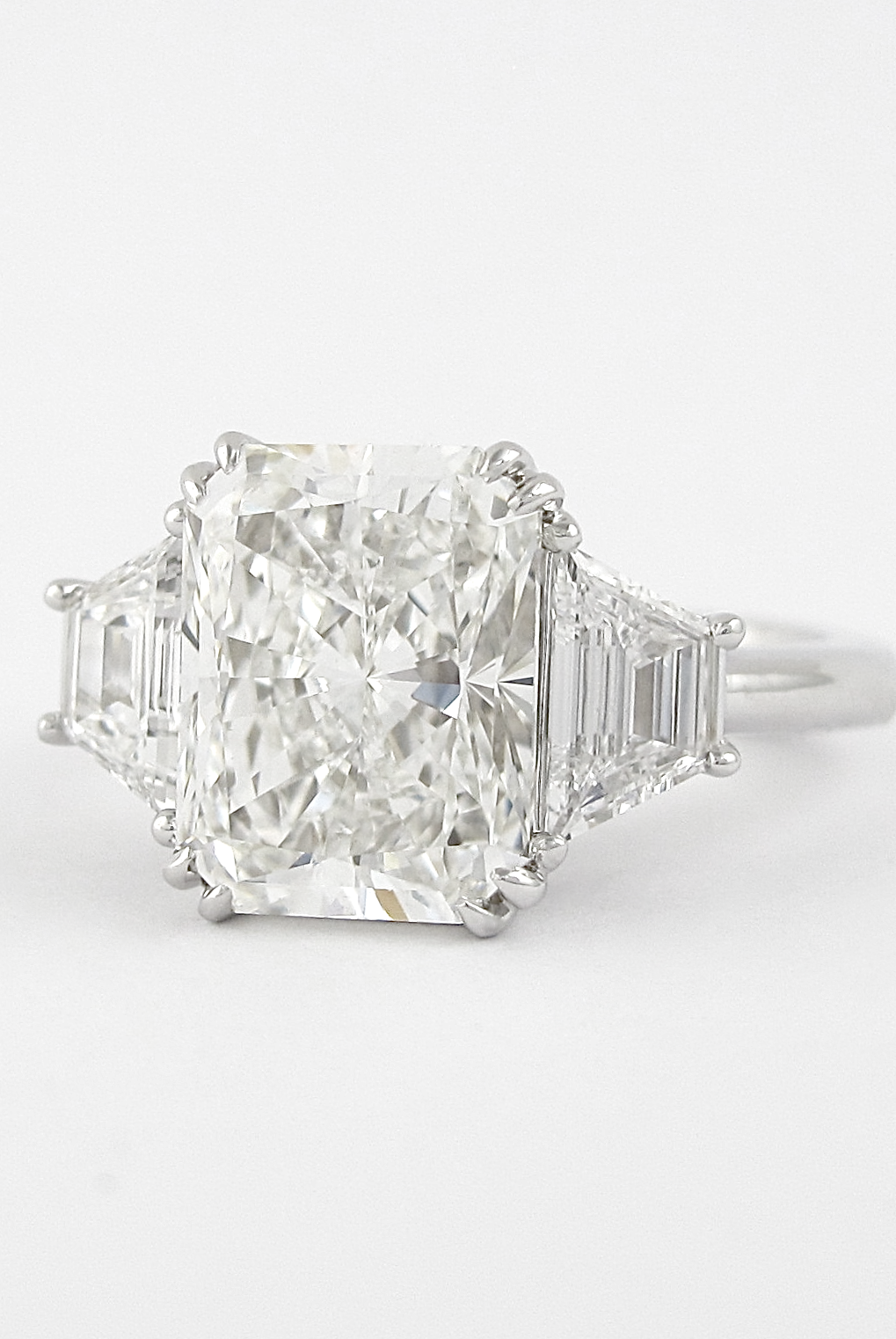 2.50CT Radiant Three Stone Moissanite Diamond Double Claw Prong Engagement Ring
