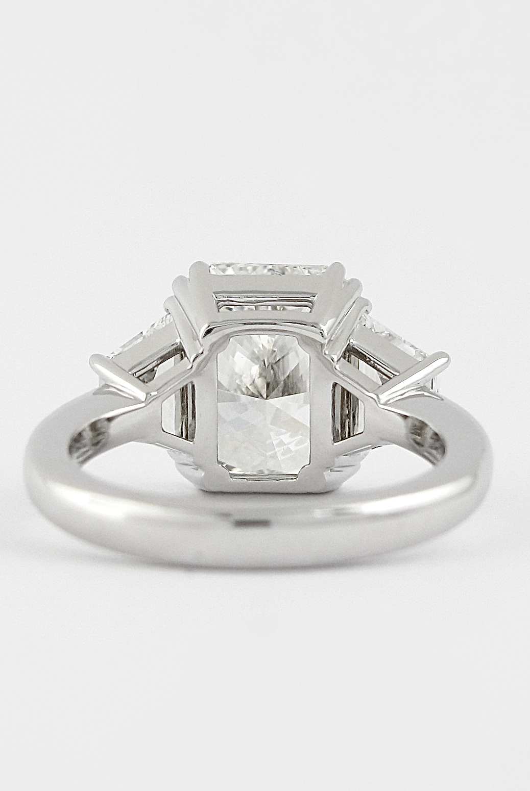 2.50CT Radiant Three Stone Moissanite Diamond Double Claw Prong Engagement Ring