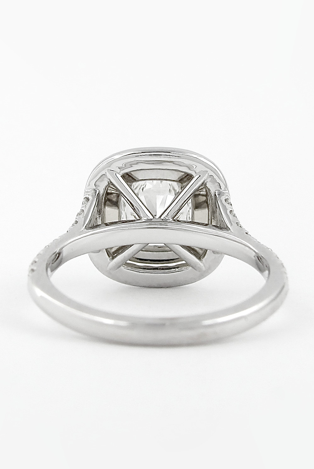 0.95CT Cathedral Set Cushion Moissanite Diamond Double Halo Engagement Ring
