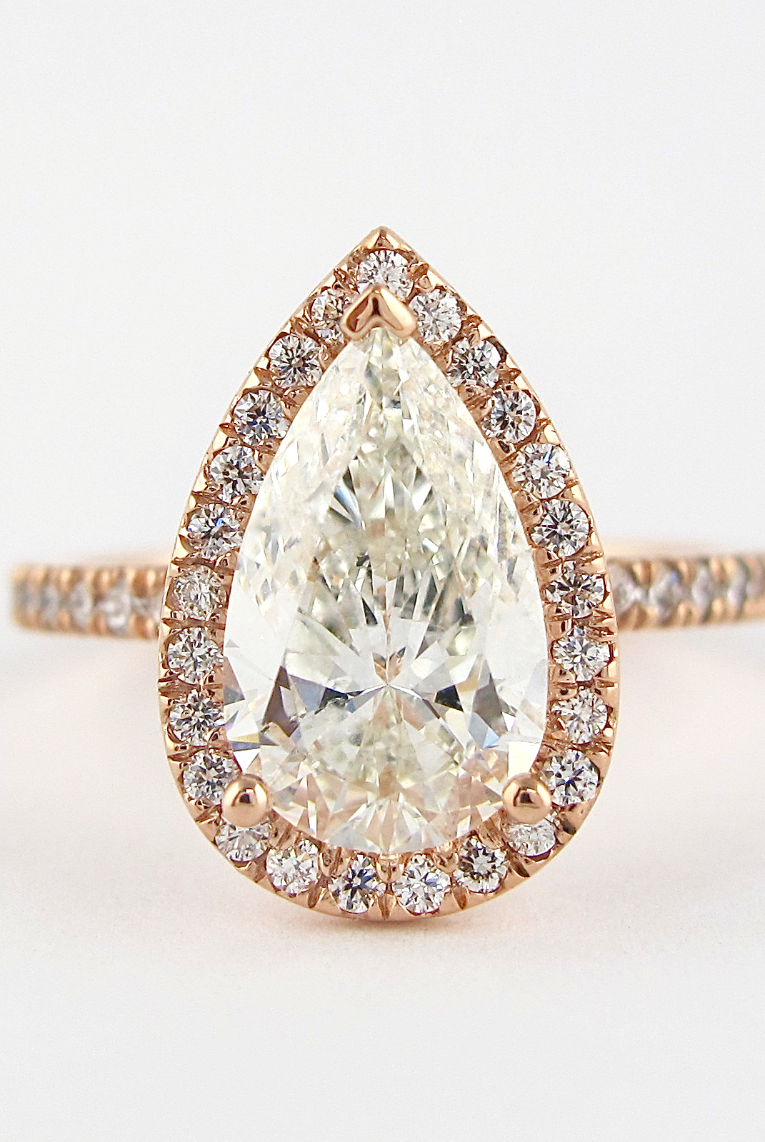 2.10CT Pear Pave Moissanite Diamond Halo Engagement Ring For Her