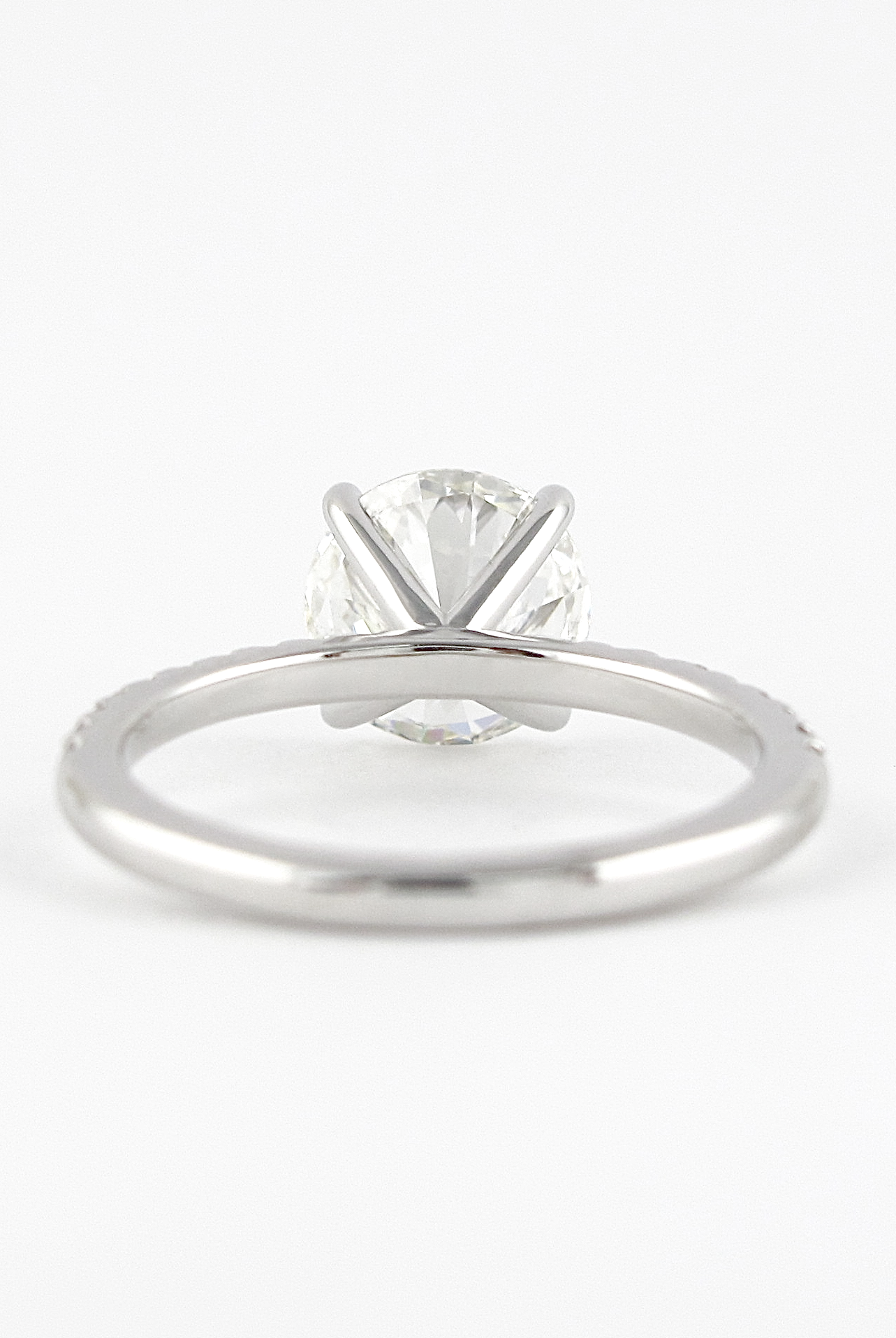 1.50CT Round Four Prong Moissanite Diamond Pave Engagement Ring