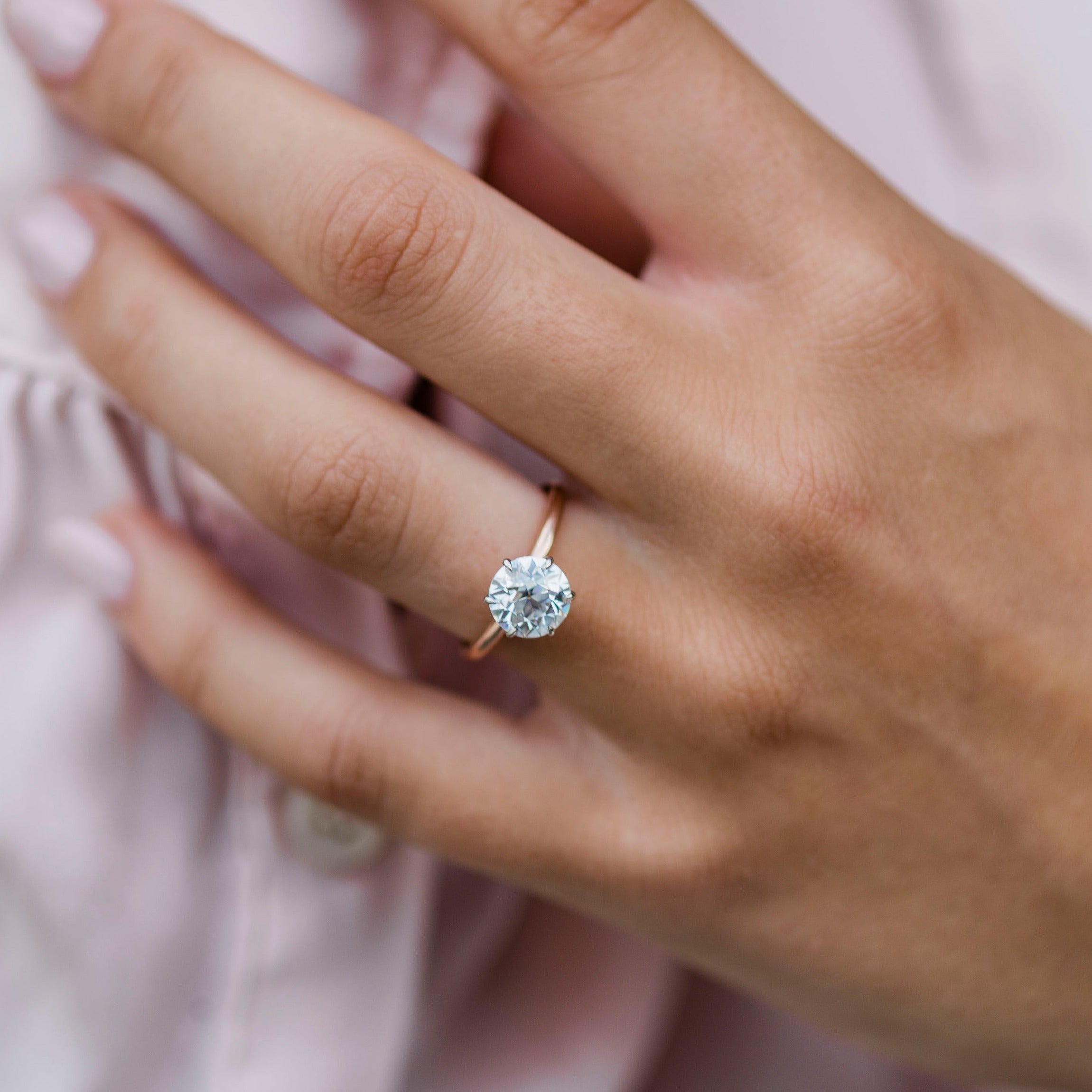 3.0CT Round Cut 6 Prongs Moissanite Solitaire Engagement Ring