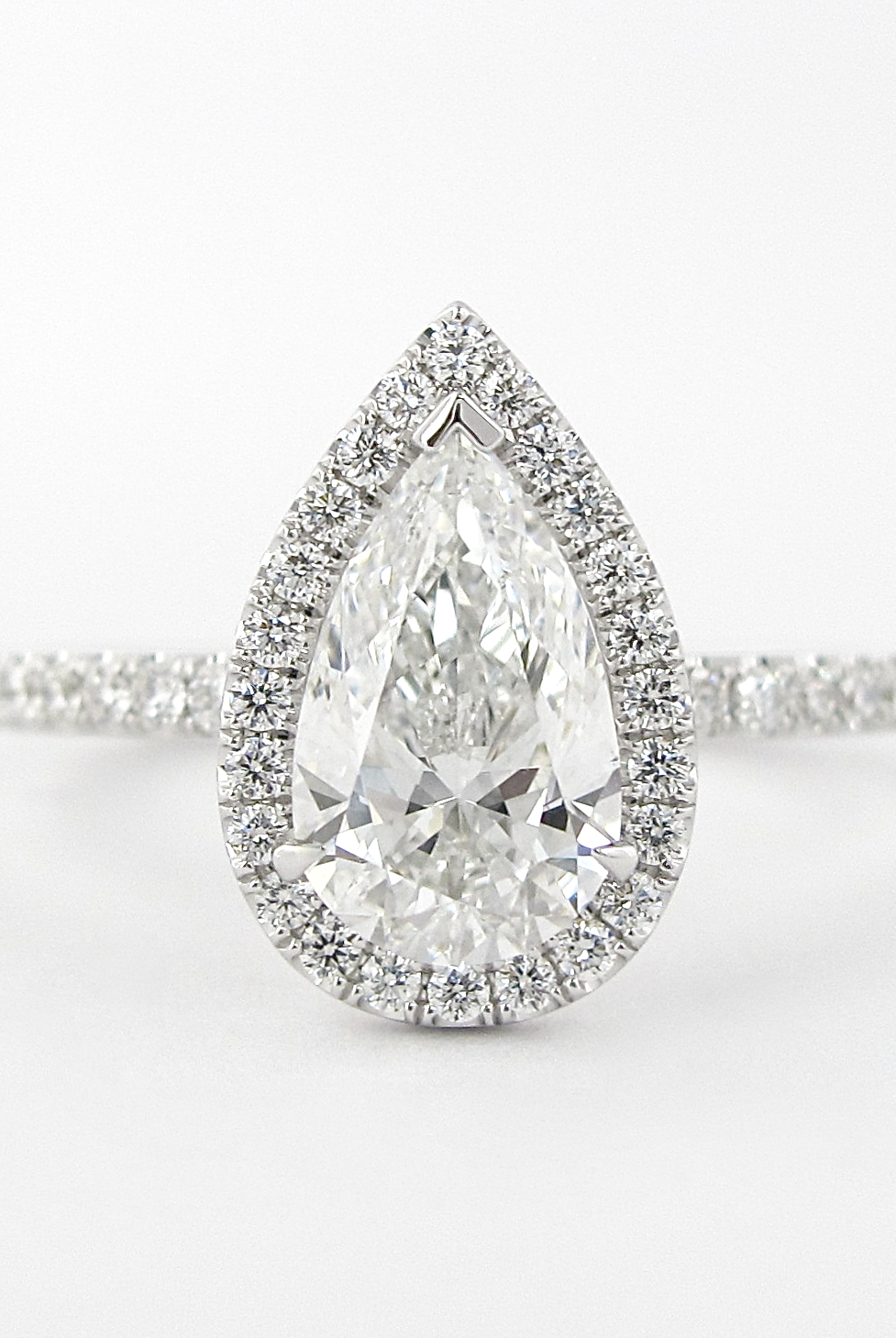 1.50CT Pear Halo Moissanite Diamond Pave Engagement Ring For Women In 14K Solid Gold