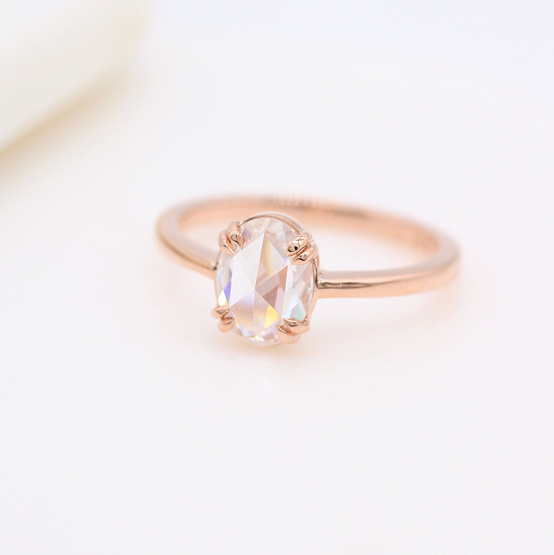 Moissanite engagement rings with baguette accents