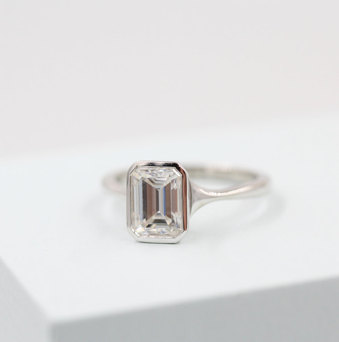 Vintage-inspired halo moissanite engagement rings