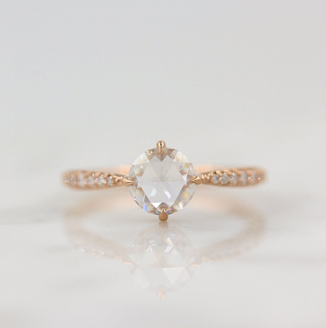 Cushion cut moissanite engagement rings