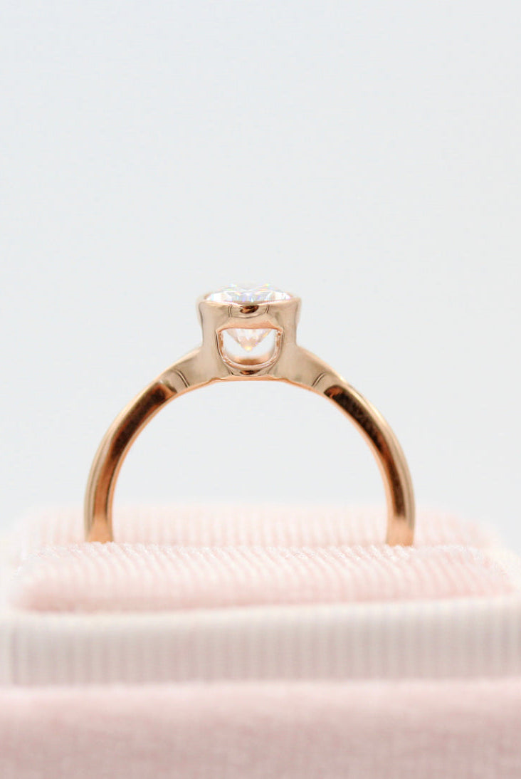1.0ct Bezel Set Pear Moissanite Diamond Solitaire Engagement Ring For Her