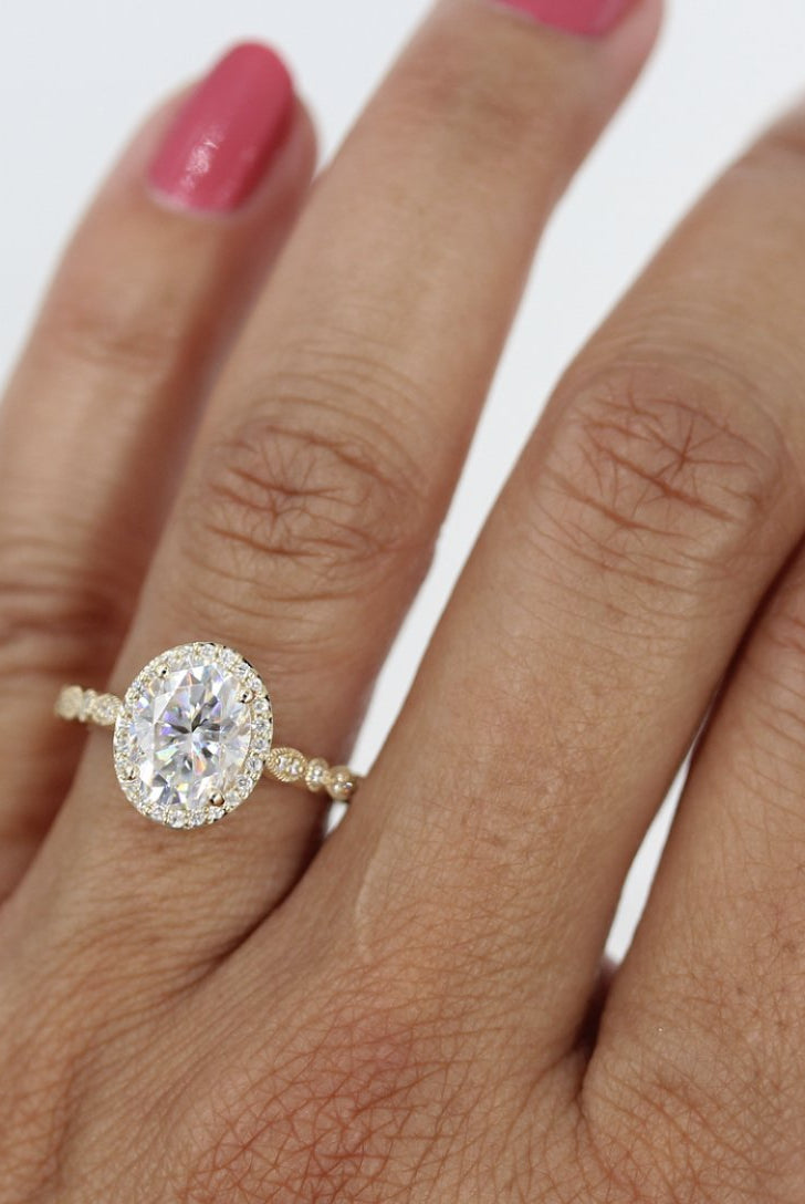 Vintage-inspired princess cut moissanite engagement rings with diamond accents