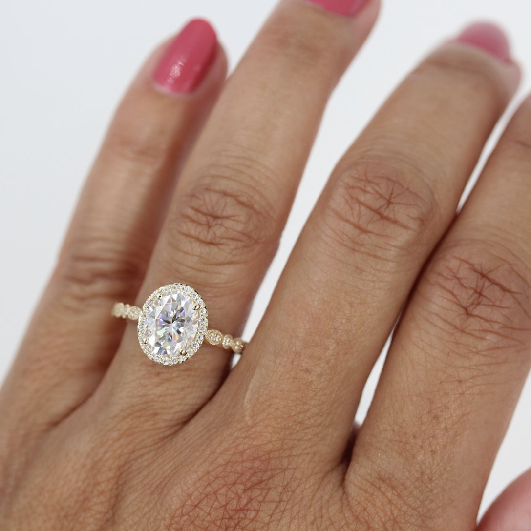 Vintage-inspired princess cut moissanite engagement rings with diamond accents
