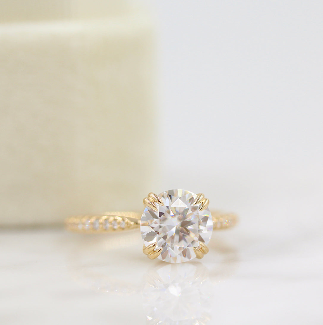 Vintage-inspired oval moissanite engagement rings
