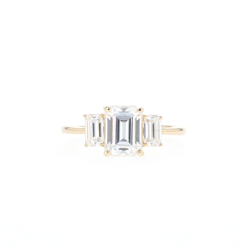 1.70CT Emerald Cut Three Stone Moissanite Diamond Engagement Ring
