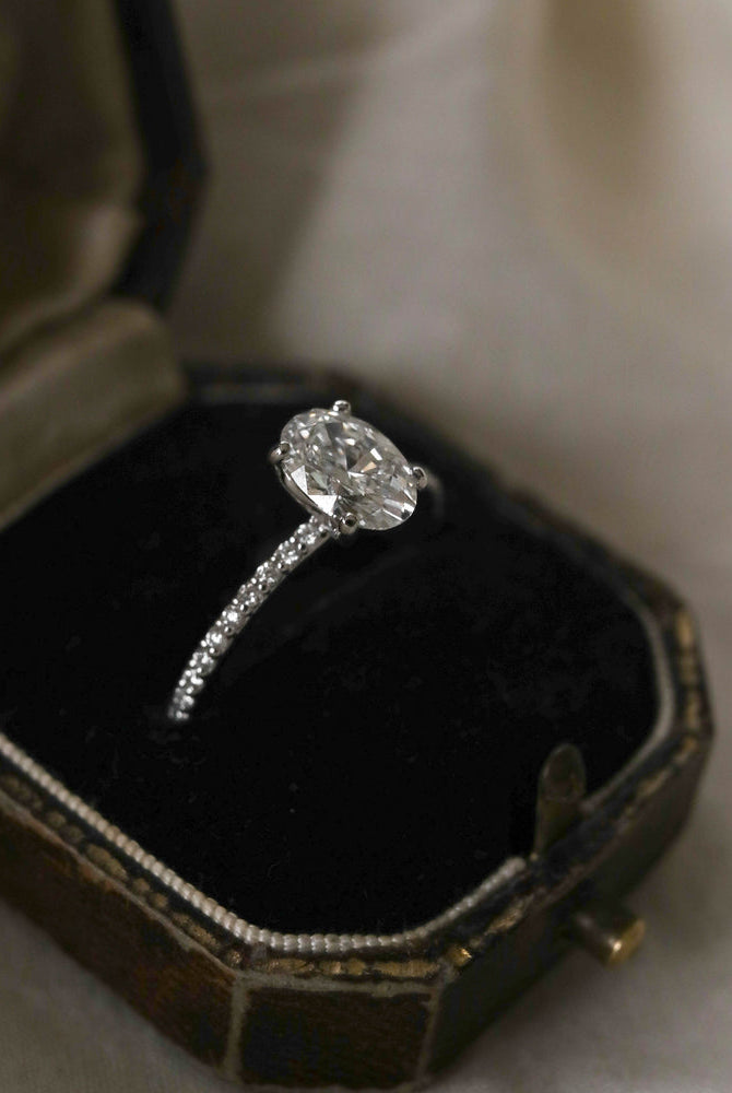 1.60Ct Oval Cut Moissanite Pave Diamond Engagement Ring