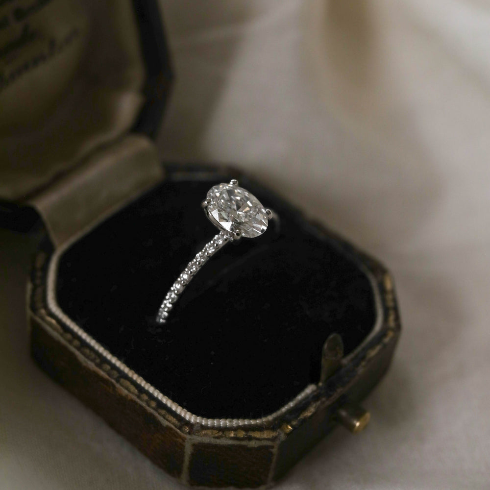1.60Ct Oval Cut Moissanite Pave Diamond Engagement Ring
