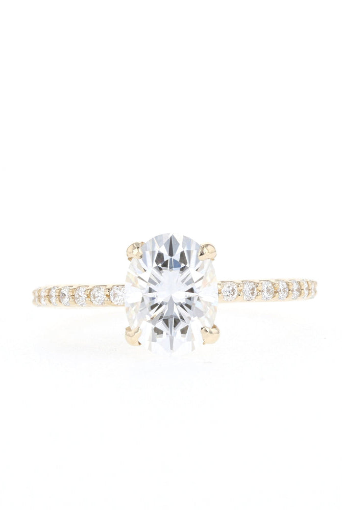 1.60Ct Oval Cut Moissanite Pave Diamond Engagement Ring