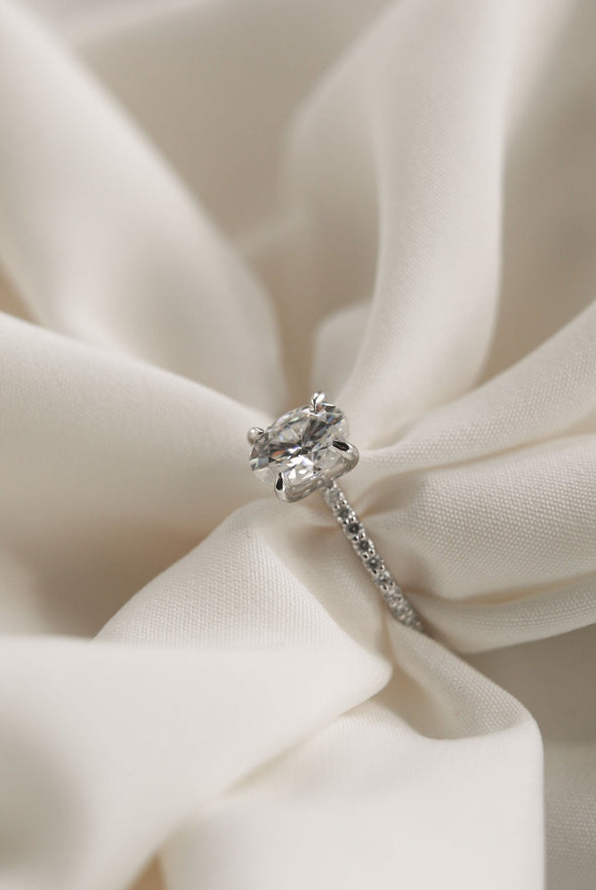 1.60Ct Oval Cut Moissanite Pave Diamond Engagement Ring
