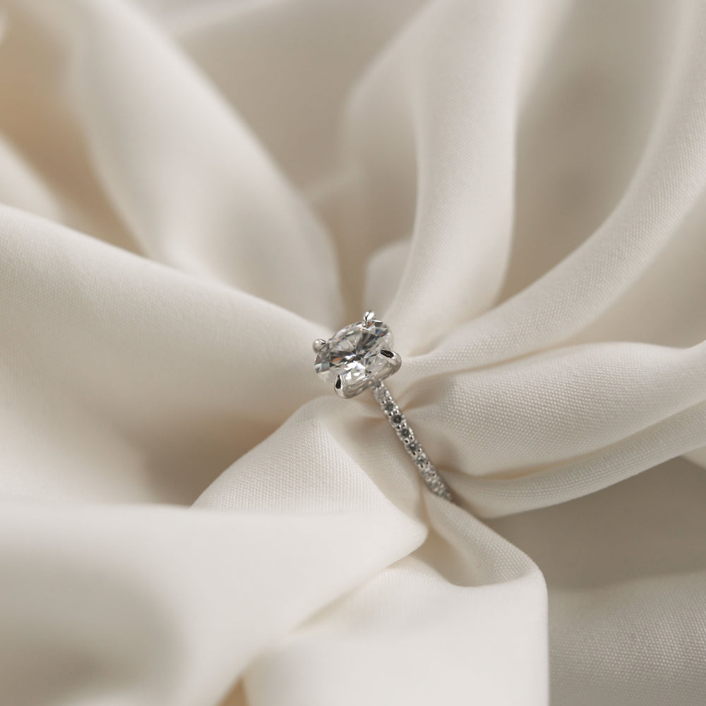 1.60Ct Oval Cut Moissanite Pave Diamond Engagement Ring