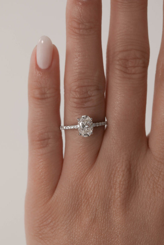 1.60Ct Oval Cut Moissanite Pave Diamond Engagement Ring