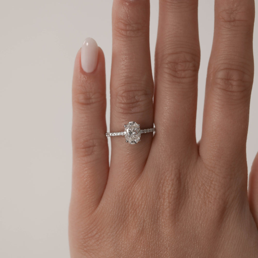 1.60Ct Oval Cut Moissanite Pave Diamond Engagement Ring