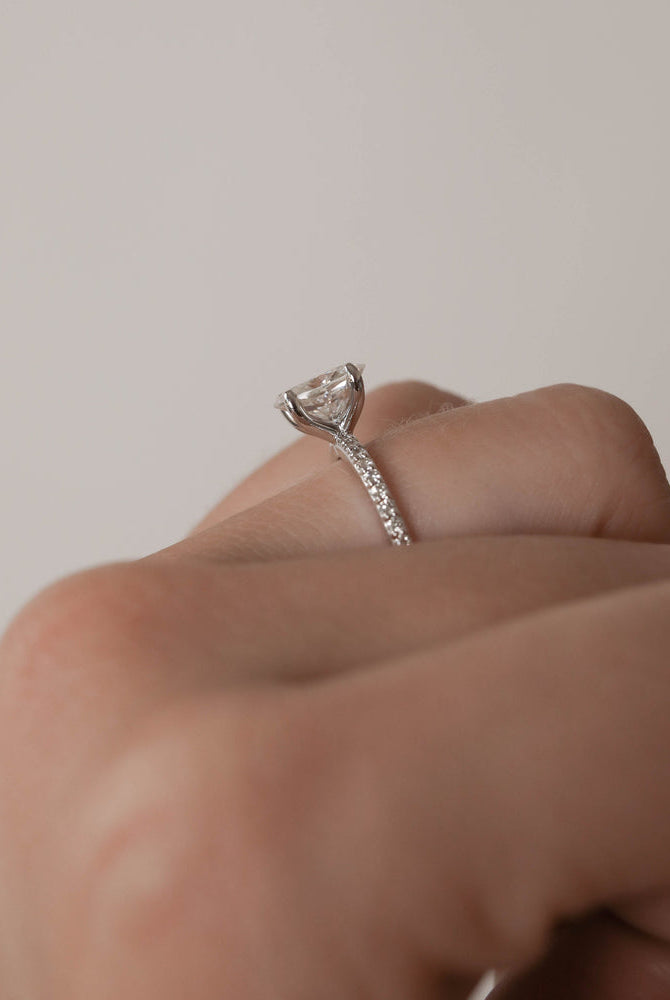 1.60Ct Oval Cut Moissanite Pave Diamond Engagement Ring
