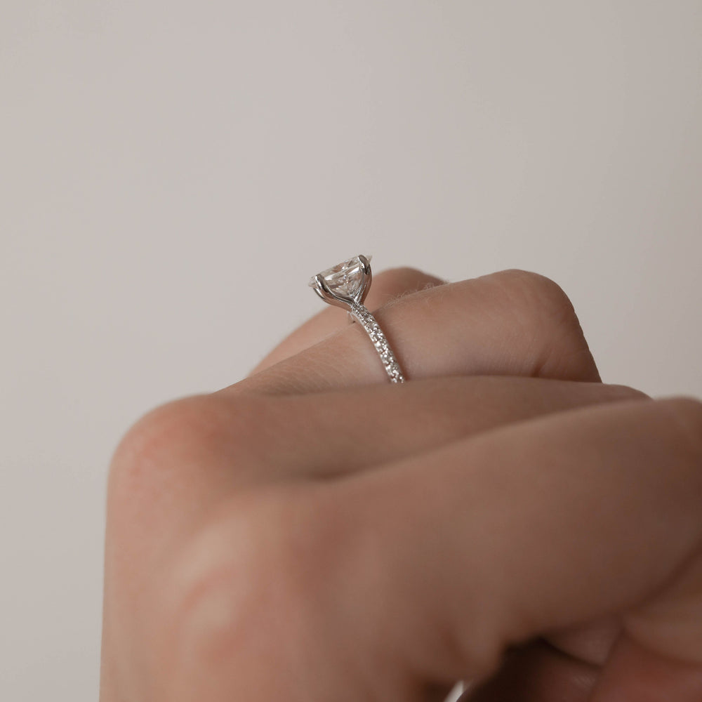 1.60Ct Oval Cut Moissanite Pave Diamond Engagement Ring