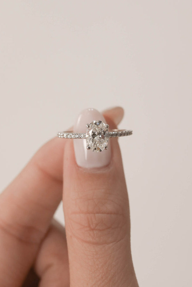 1.60Ct Oval Cut Moissanite Pave Diamond Engagement Ring