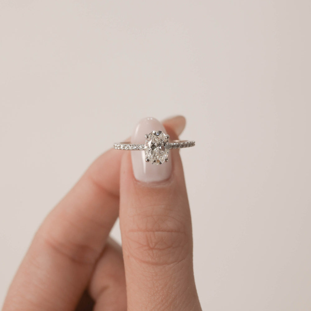 1.60Ct Oval Cut Moissanite Pave Diamond Engagement Ring