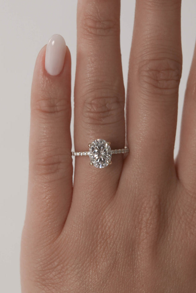 1.60Ct Oval Cut Moissanite Pave Diamond Engagement Ring