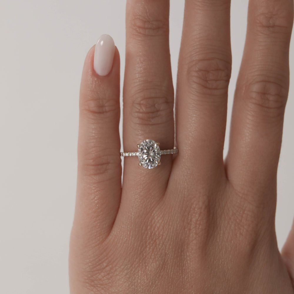 1.60Ct Oval Cut Moissanite Pave Diamond Engagement Ring