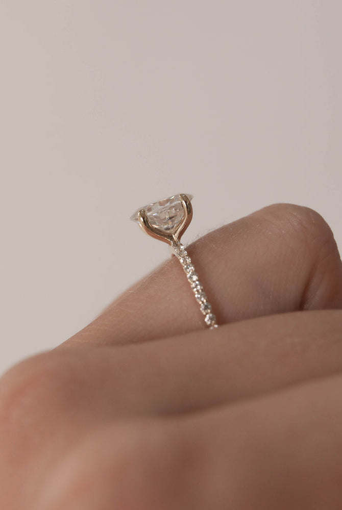 1.60Ct Oval Cut Moissanite Pave Diamond Engagement Ring