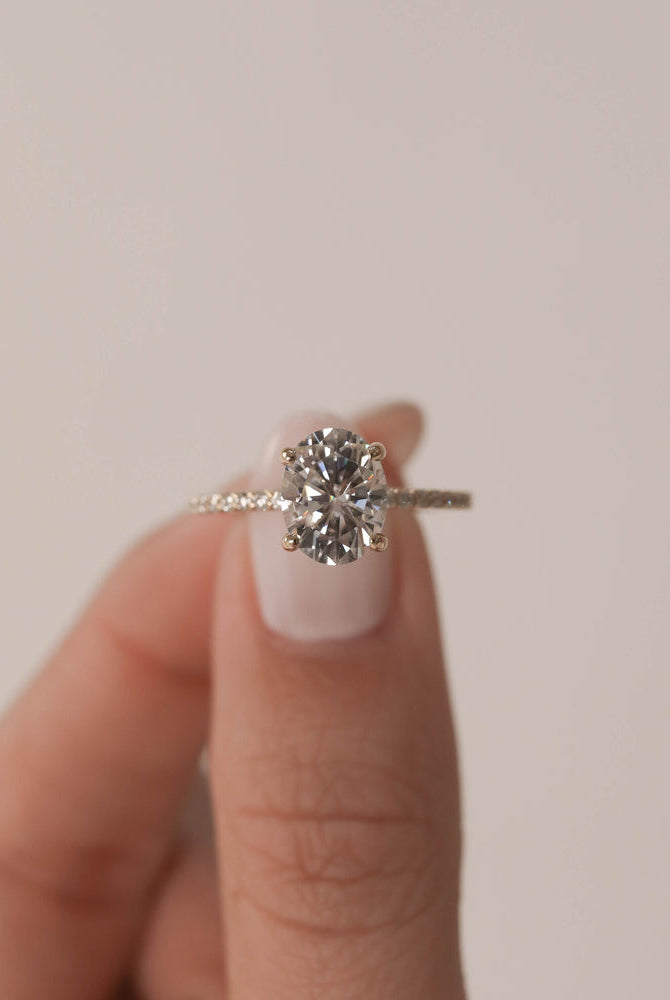 1.60Ct Oval Cut Moissanite Pave Diamond Engagement Ring