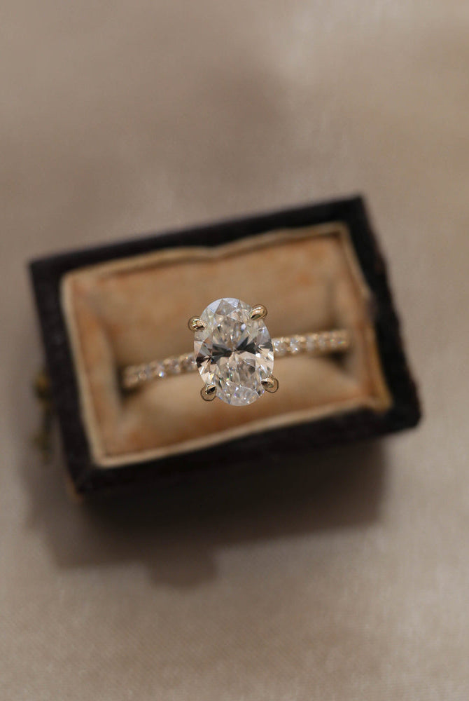 1.60Ct Oval Cut Moissanite Pave Diamond Engagement Ring