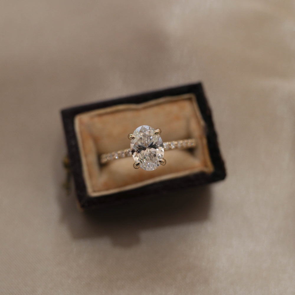 1.60Ct Oval Cut Moissanite Pave Diamond Engagement Ring
