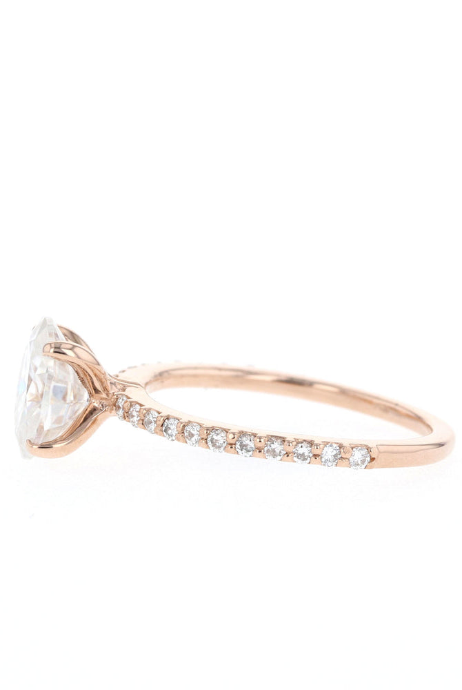 1.60Ct Oval Cut Moissanite Pave Diamond Engagement Ring