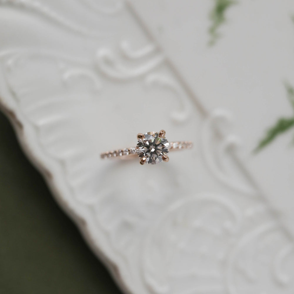 1.05CT Round Pave Moissanite Diamond Engagement Ring For Women