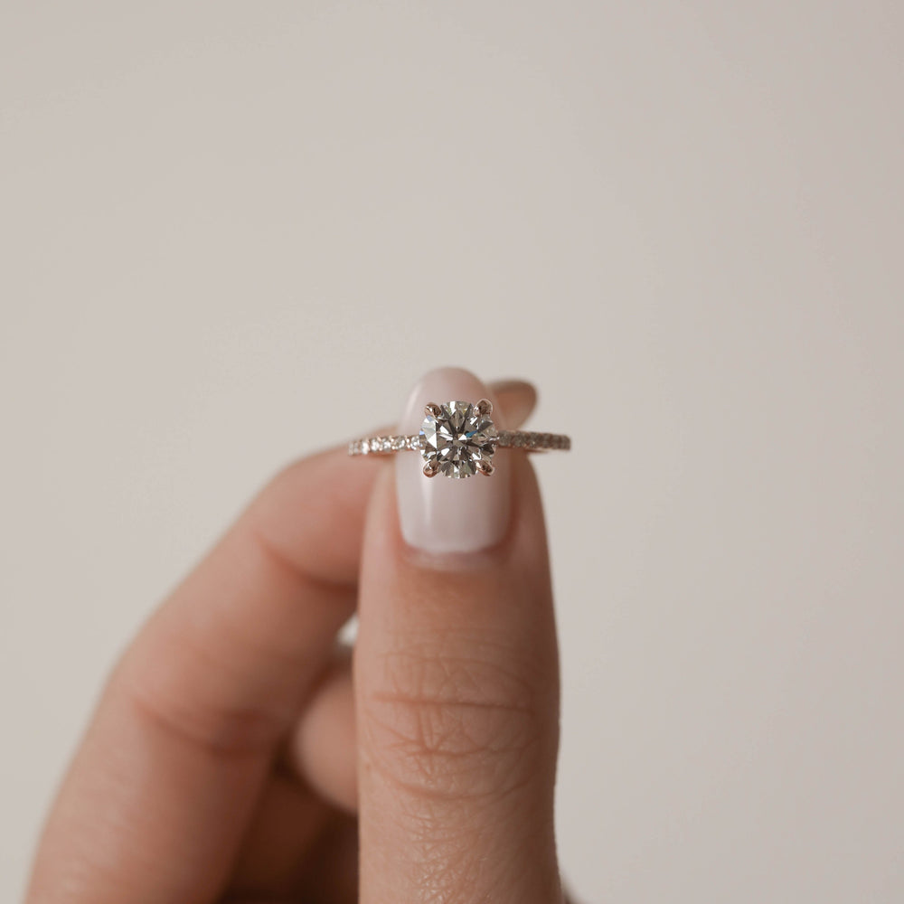 1.05CT Round Pave Moissanite Diamond Engagement Ring For Women