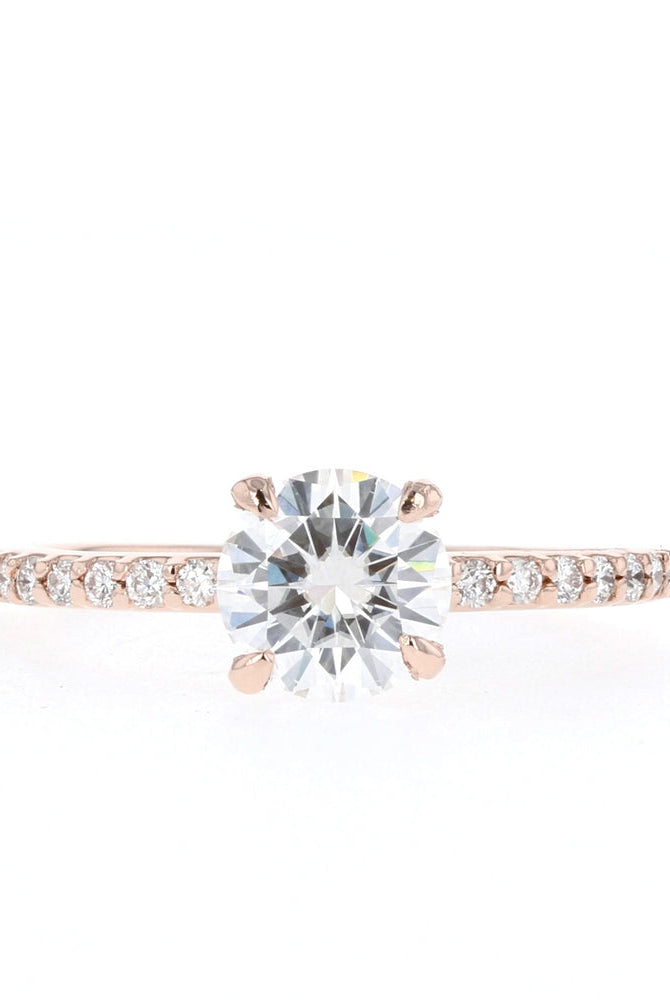 1.05CT Round Pave Moissanite Diamond Engagement Ring For Women