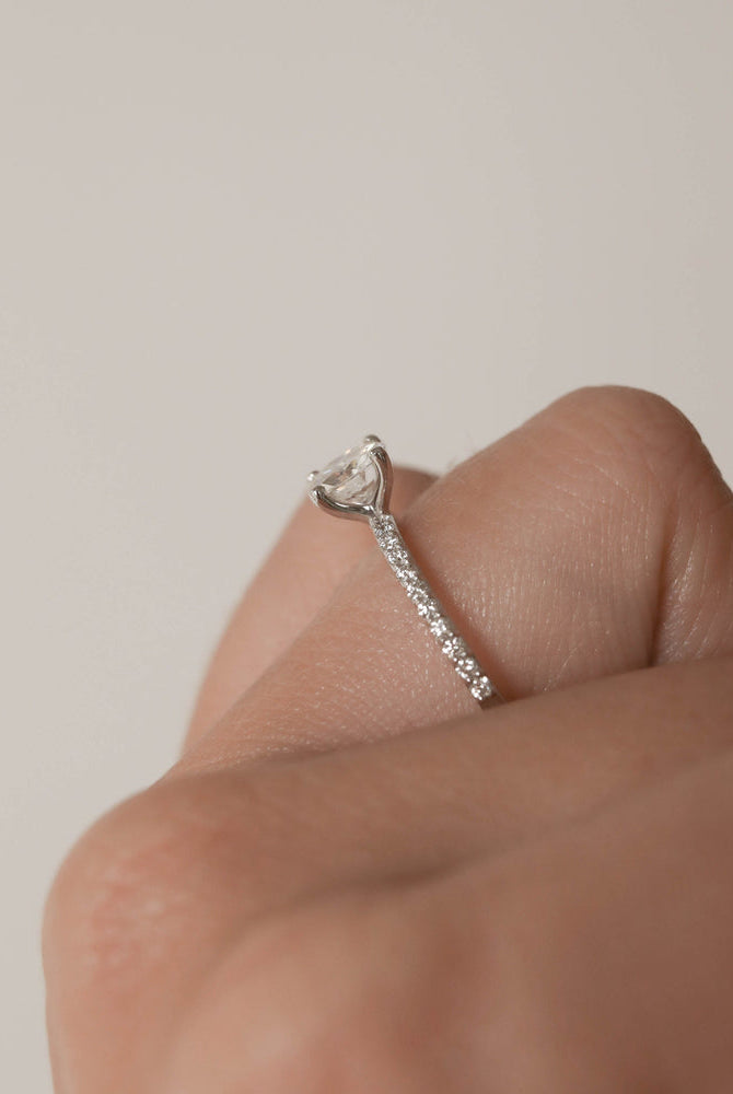 1.05CT Round Pave Moissanite Diamond Engagement Ring For Women