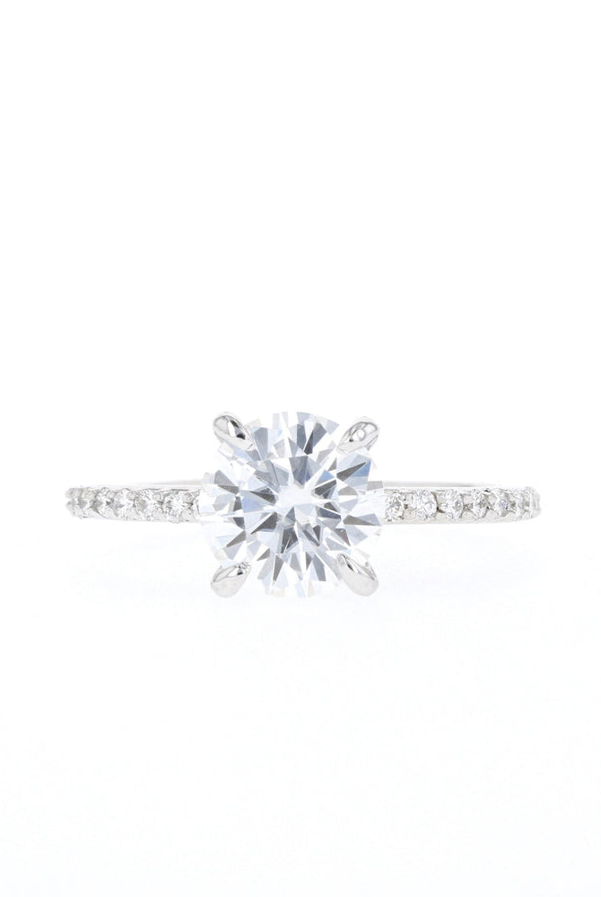 1.05CT Round Pave Moissanite Diamond Engagement Ring For Women