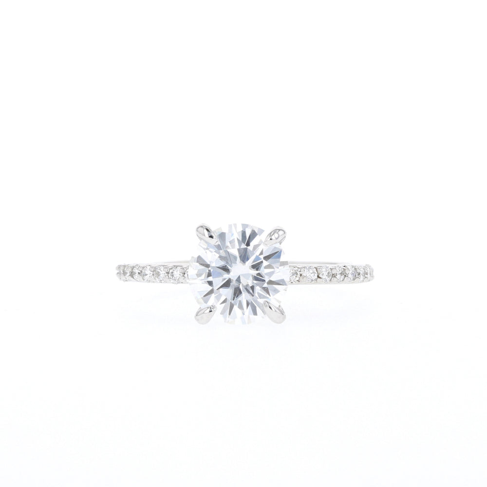 1.05CT Round Pave Moissanite Diamond Engagement Ring For Women