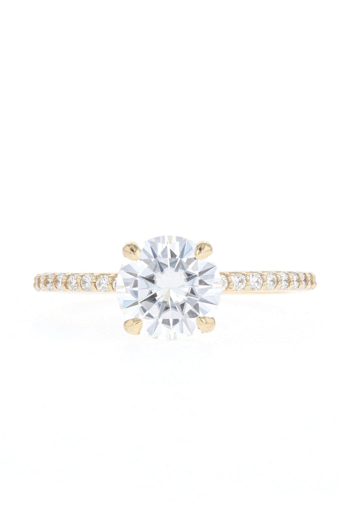 1.05CT Round Pave Moissanite Diamond Engagement Ring For Women