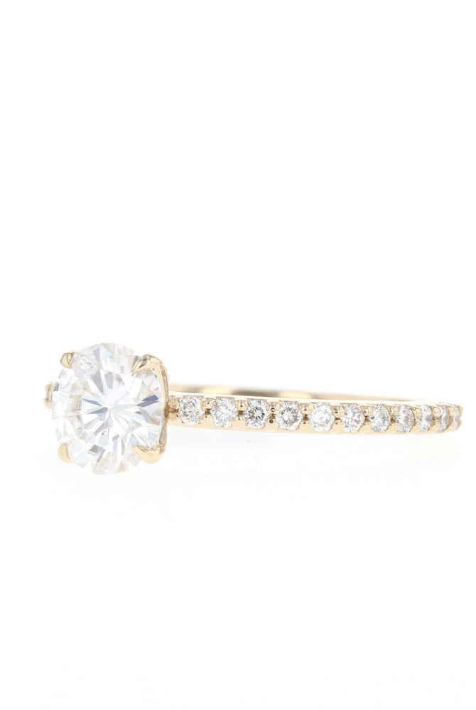 1.05CT Round Pave Moissanite Diamond Engagement Ring For Women